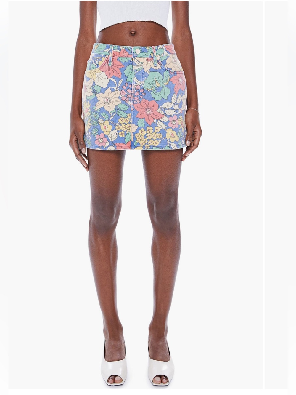 MOTHER the vagabond Floral Mini Skirt in Blue, Yellow, Red and Pink